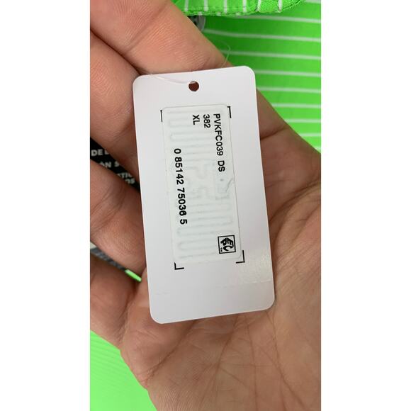 PGA Tour Feeder Stripe Short Sleeve Golf Polo Shirt Mens XL Jasmine Green New - Picture 4 of 9